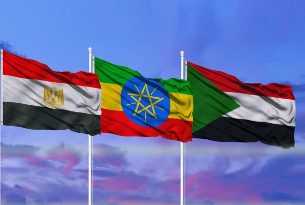 Flags of Egypt, Sudan and Ethiopia