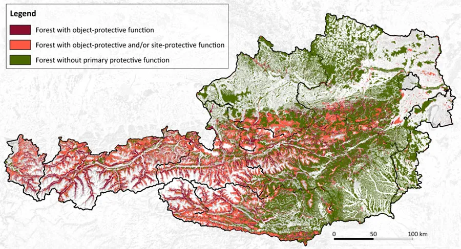 Map Austria Forests