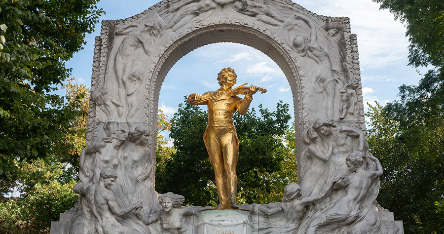 Golden Statue of Johann Strauss II