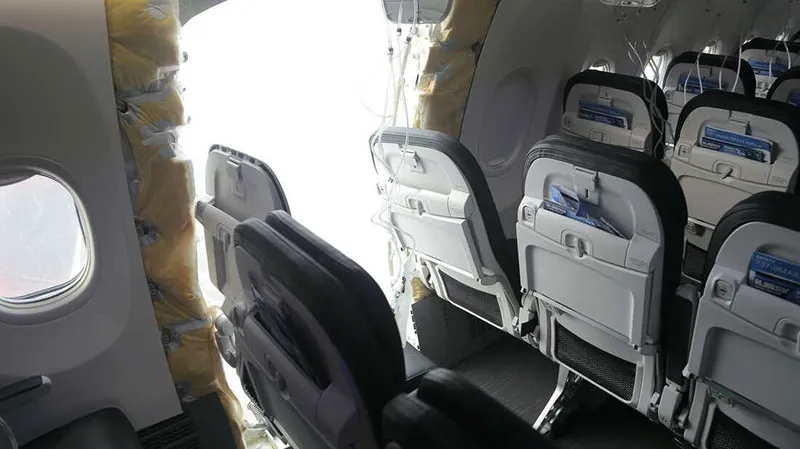 Interior of Alaska Airlines Flight 1282 