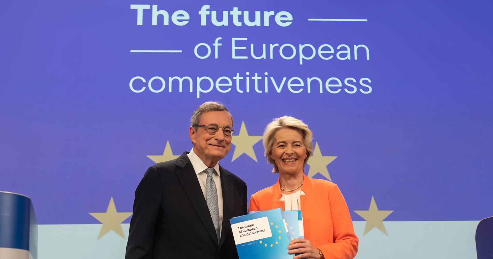 Press conference on the report of the Future of European Competitiveness, Brussels 2024, M. Draghi and U. von der Leyen