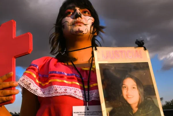 Relatives of femicide victims are marching through the streets of Mexico City